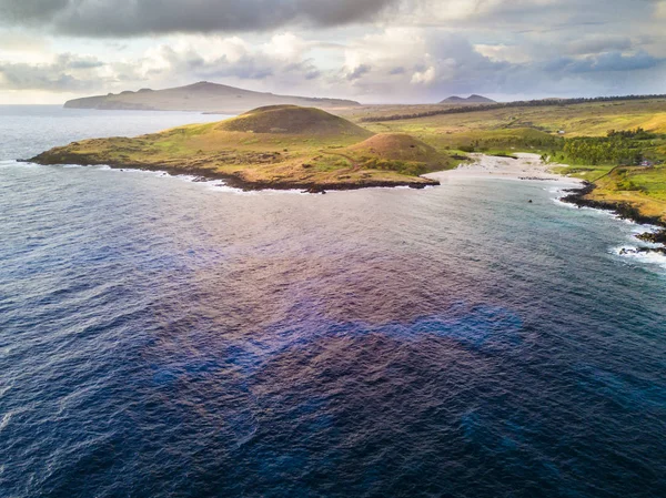 Una Vista Aérea Hacia Norte Costa Oeste Isla Pascua Ciudad — Foto de Stock