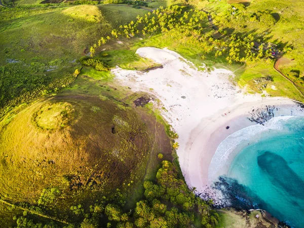 Una Vista Aérea Hacia Norte Costa Oeste Isla Pascua Ciudad —  Fotos de Stock