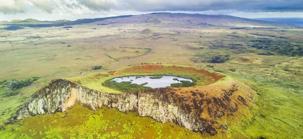 Una Vista Aérea Hacia Norte Costa Oeste Isla Pascua Ciudad — Foto de Stock