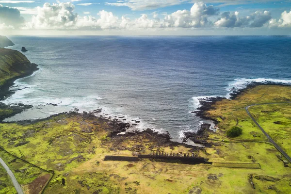 Uma Vista Aérea Para Norte Costa Oeste Ilha Páscoa Sua — Fotografia de Stock