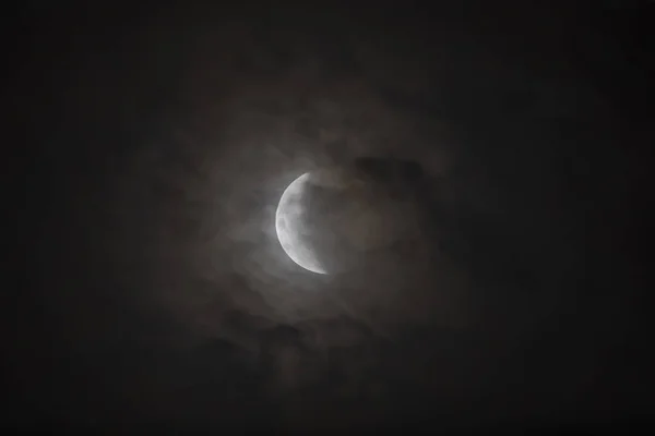 Eclipse Luna Llena Roja Desde Ciudad Santiago Chile Una Vista — Foto de Stock