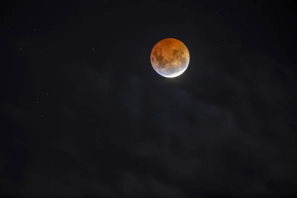 Eclipse Lua Cheia Vermelha Cidade Santiago Chile Uma Vista Hemisfério — Fotografia de Stock