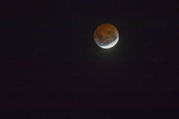 Czerwony Księżyc Zaćmienie Miasta Santiago Chile Widok Półkuli Południowej Tego — Zdjęcie stockowe