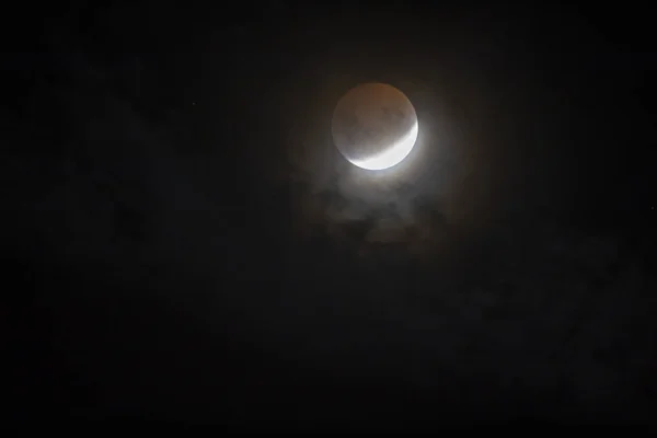 Eclipse Lua Cheia Vermelha Cidade Santiago Chile Uma Vista Hemisfério — Fotografia de Stock