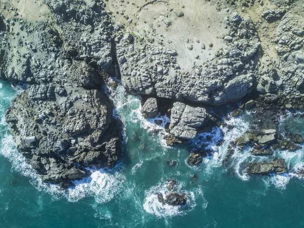 Anteny Drone Widok Tunquen Plażę Regionie Valparaíso Blisko Algarrobo Niesamowite — Zdjęcie stockowe