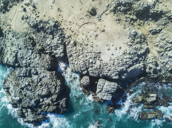 Вид Воздуха Беспилотника Пляж Тункен Регионе Вальпараисо Недалеко Алгарробо Удивительный — стоковое фото