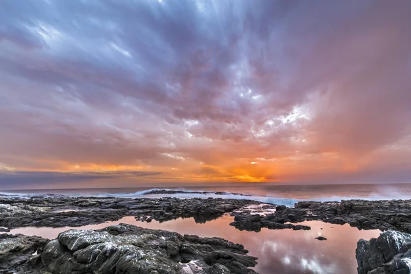 Coucher Soleil Aux Grottes Anzota Promenade Bord Mer Les Rayons — Photo