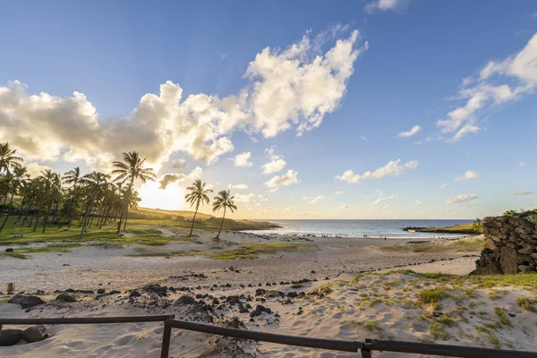 Playa Anakena Playa Más Famosa Isla Pascua Quizás Mejor Chile — Foto de Stock