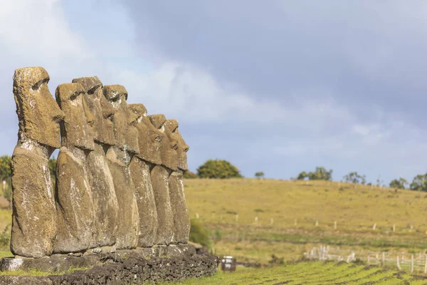 Ahu Akivi Only Ahu Platform Easter Island Looking Pacific Ocean — Stock Photo, Image