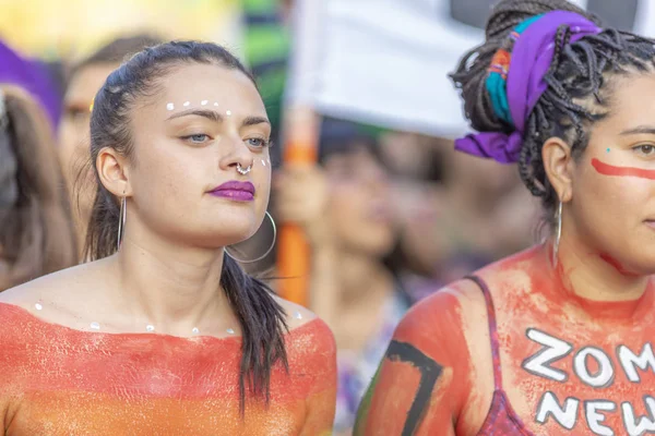 Women Body Paint Women Day Santiago Chile City Santiago Country — Stock Photo, Image