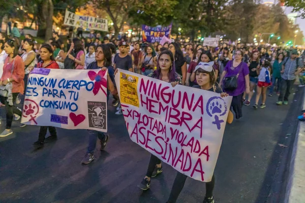 Miasto Santiago Kraj Chile Marca 2019 Międzynarodowy Dzień Kobiet Marca — Zdjęcie stockowe