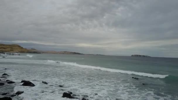 Aerial Raw Footage View Atacama Desert Coastal Area Chorrillos Beach — Stock Video