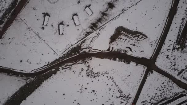 安第斯河谷和采矿营地的鸟瞰图 — 图库视频影像