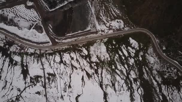 Luftaufnahme Aus Der Vogelperspektive Winter Gipfeln Die Gipfel Der Berge — Stockvideo