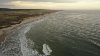 Uruguay lı plajların havadan ham görüntüleri, vahşi ve bakire beyaz kumlu plajları bu şaşırtıcı uzak yerde nerede bir awe wilderness ortamda vahşi ve yalnız bir plaj keyfini çıkarın. Cabo Polonio, Uruguay
