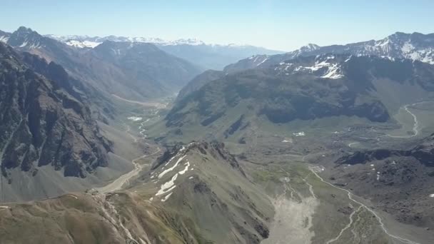 Luchtbeelden Vliegen Rond Valleien Van Het Andes Gebergte Geweldig Landschap — Stockvideo