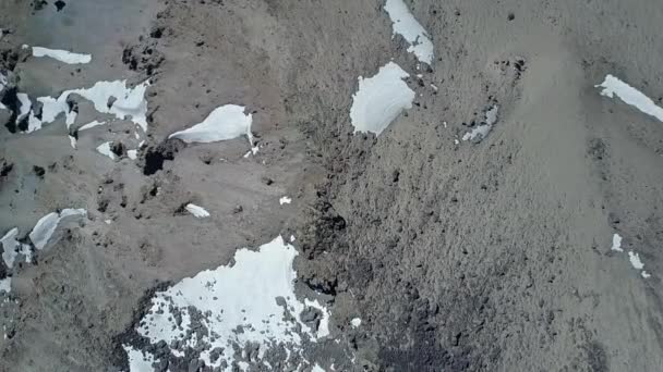 Pandangan Udara Atas Gunung Andes Puncak Tekstur Tanah Selama Musim — Stok Video
