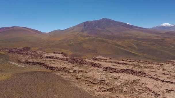 Atacama Çölü Nün Havadan Ham Görüntüleri Inanılmaz Kum Oluşumları Lav — Stok video