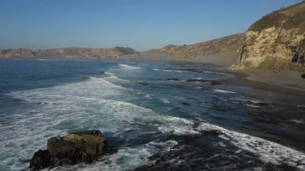 Filmagem Aérea Praia Las Brisas Matanzas Centro Chile Uma Incrível — Vídeo de Stock