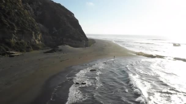 Luftaufnahmen Las Brisas Strand Bei Matanzas Zentralchile Ein Erstaunlicher Wilder — Stockvideo