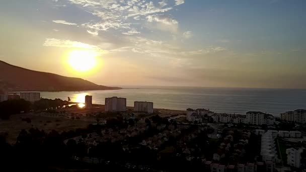 Flygfoto Över Papudo Stad Och Strand Valparaiso Regionen Fantastisk Populär — Stockvideo