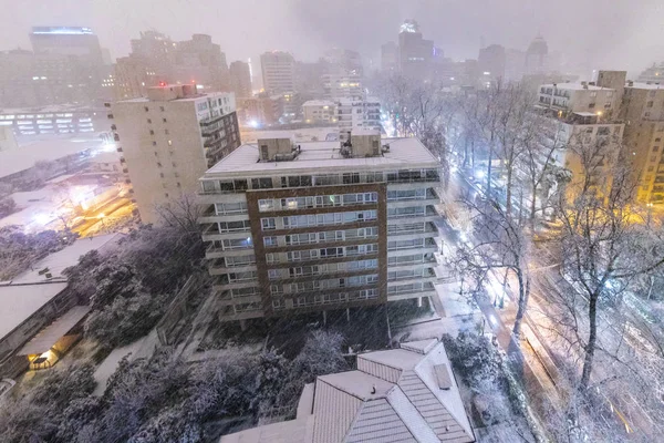 Amazing views of Santiago de Chile city in snow