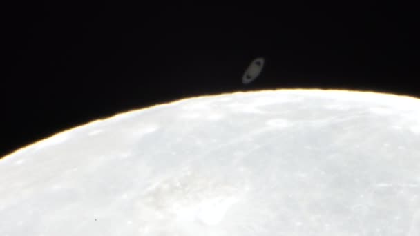 Copre Luna Saturno Pianeta — Video Stock