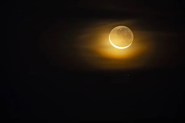 Depilar Lua Crescente Como Hemisfério Sul Incrível Lua Superfície Áspera — Fotografia de Stock