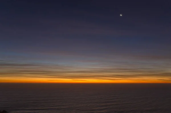 Coucher Soleil Ciel Plage Face Océan Pacifique — Photo