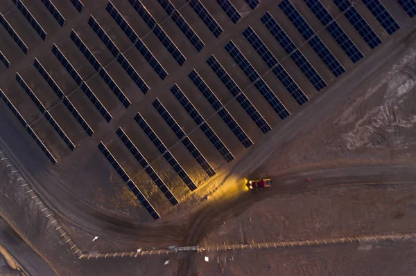 Вид Воздушного Беспилотника Солнечную Электростанцию Над Песками Пустыни Атакама Чили — стоковое фото