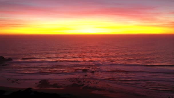 Céu Por Sol Praia Frente Para Oceano Pacífico — Vídeo de Stock