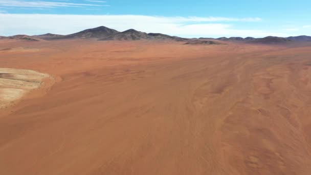 Aerial Raw Footage View Atacama Desert Amazing Rugged Volcanic Landscape — Stock Video