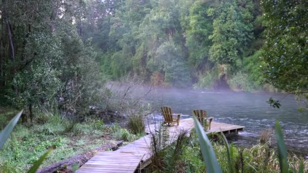 Het Wilde Witte Water Van Caburgua Rivier Stroomt Naar Beneden — Stockvideo