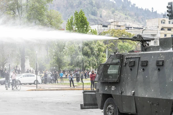 Clashes Police Protesters Santiago City Streets Latest Riots October 2019 — Stock Photo, Image