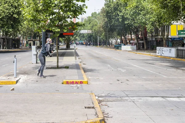 Ekim 2019 Şili Meydana Gelen Son Ayaklanmalar Sırasında Santiago Şehir — Stok fotoğraf