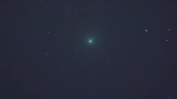 Lemmon 2020 U6彗星在智利圣地亚哥市被污染的夜空中被观测到 我们可以看到明亮的彗星核 昏迷和一个小尾巴在夜空中移动 — 图库视频影像
