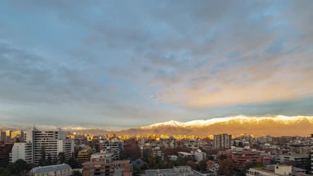 Čas Krátí Mraky Pohybujícími Přes Panorama Města Santiago Chile Úžasná — Stock video