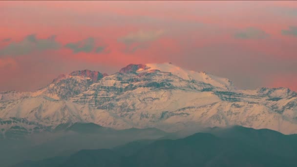 Coucher Soleil Incroyable Montagne Cerro Del Plomo Une Vue Temporelle — Video