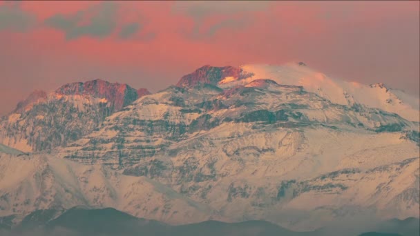 Pôr Sol Incrível Montanha Cerro Del Plomo Uma Vista Colorido — Vídeo de Stock