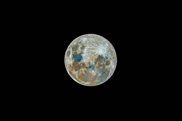 Een Kleurrijke Maanmineraalkaart Volle Maan Vanaf Het Zuidelijk Halfrond Verbazingwekkend — Stockfoto