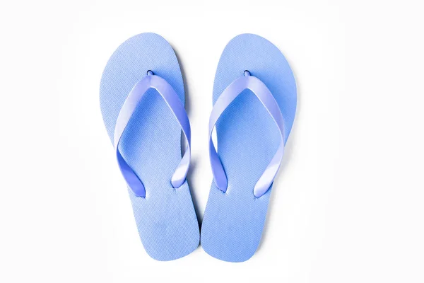 Beyaz Arka Plan Üzerinde Izole Mavi Flip Flop — Stok fotoğraf