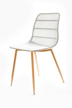 Beyaz modern sandalye beyaz arka plan üzerinde izole