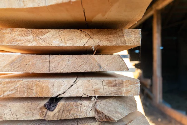 Placas Madeira Cortadas Oficina Marceneiro Trabalho Carpinteiro — Fotografia de Stock