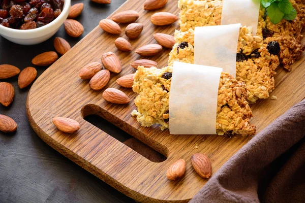 Super Food Breakfast Bars Oats Sesame Sunflower Seeds Honey Nuts — Stock Photo, Image