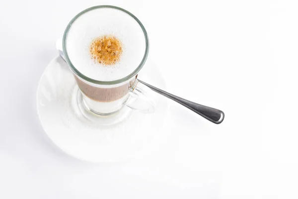 Koffie Latte Ierse Mok Glas Geïsoleerd Witte Achtergrond — Stockfoto