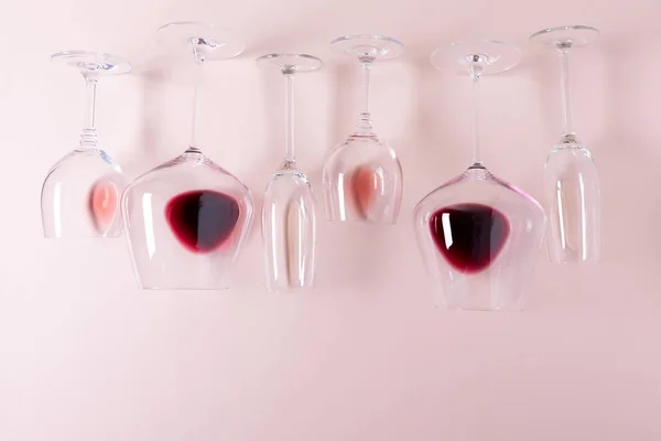 Bicchieri Vino Assortiti Con Rosso Rosa Vino Bianco Che Giace — Foto Stock