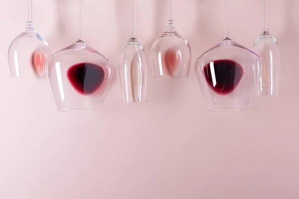 Bicchieri Vino Assortiti Con Rosso Rosa Vino Bianco Che Giace — Foto Stock