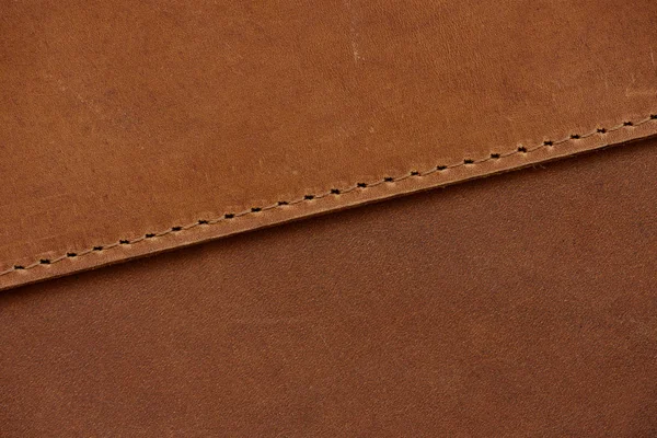 Close Brown Genuine Leather Texture Background — Stock Photo, Image
