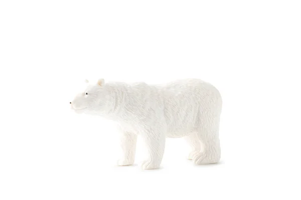 Bear mini figure isolated on white background. Plastic animal toy. Full depth of field. Clipping path