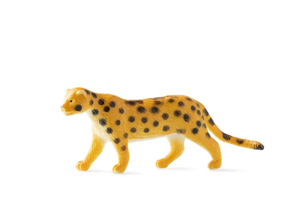 Leopard Minifigur Isoliert Auf Weißem Hintergrund Tierspielzeug Aus Plastik Volle — Stockfoto